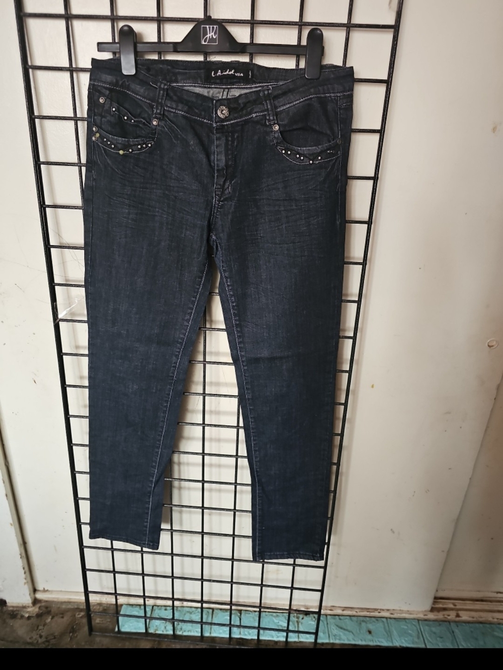 L.A. idol Dark Wash Skinny Jeans with Stud Accents